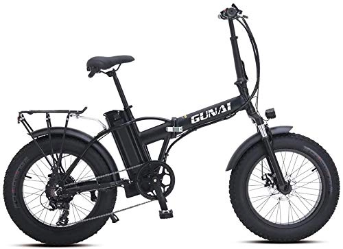 Electric Bike : CNRRT Electric snow bike 500W 20 inch folding mountain bike, with a disc brake and a lithium battery 48V 15AH (Color : Black, Size : -)
