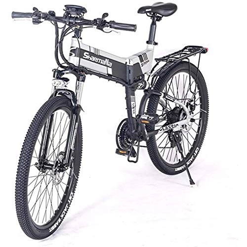 Electric Bike : CNRRT Power Electric Mountain Bike Kid Bicycle 26-inch electric bicycle with 36V 10.4AH lithium ion battery aluminum frame and mechanical disc brake, black (Color : Black)
