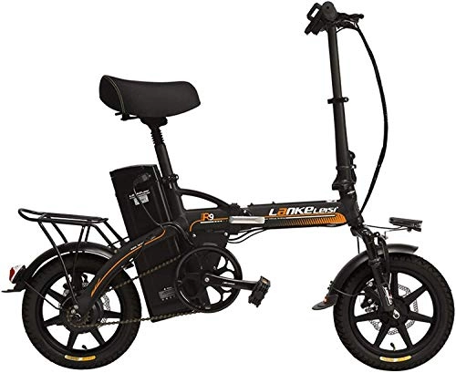 Electric Bike : CNRRT R9 14 inch electric bicycles, 350W / 240W electric motor, 48V 23.4Ah high capacity lithium battery, five auxiliary folding electric bicycle disc brake (Color : Grey Orange, Size : 240W)