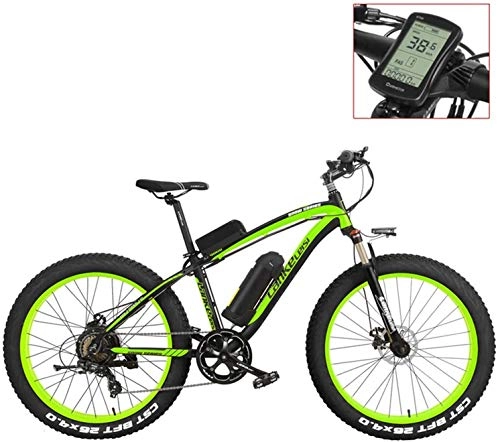 Electric Bike : CNRRT XF4000 26 inch electric bike, 4.0 fat snow bike tires, power-assisted bicycle pedal 48V lithium battery (Color : Green-LCD, Size : 500W)