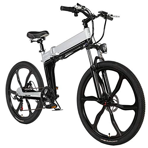 Electric Bike : COKECO 26'' Electric Mountain Bike With Removable Battery Mountain Electric Bicycle Booster 48V12.8Ah Lithium Battery Electric Folding Electric Bicycle Three Riding Modes LED Display