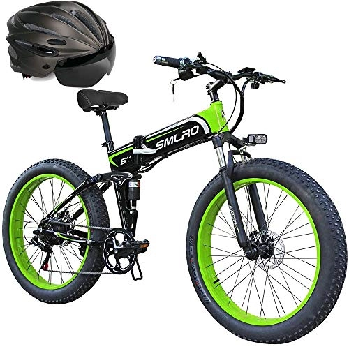 Electric Bike : COKECO Electric Mountain Bike Electric Mountain Bike, 26-inch Folding 48V / 8AH Electric Bicycle With Ultra-lightweight Magnesium Alloy Spokes Wheel, 21-speed Gear, Advanced Full Suspension
