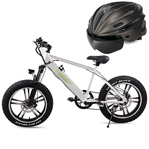 Electric Bike : COKECO Folding Electric Bike Ebike, 20 Inch Electric Bicycle Electric Bicycle Power Battery Car 48V10AH4.0 Wide Tire Thick Tire Snowmobile Mountain Off-road Vehicle