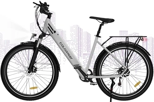 Electric Bike : COLORWAY Electric Bicycle, 27.5‘’ ×2.8 EBike, 7-Speed, with 250W Brushless Motor, 36V / 15AH Battery, with LCD Display, Dual Disc Brake, Mileage up to 45-100KM, Urban and City Electric Bike.