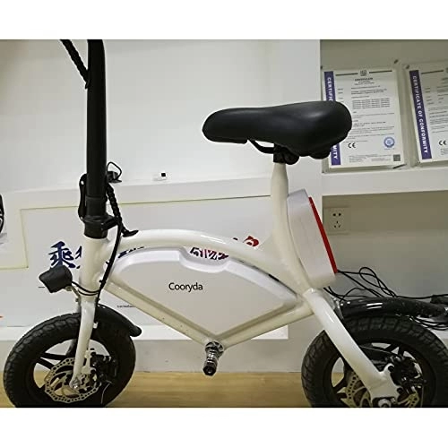 Electric Bike : Cooryda Electric Bikes for Adults, Folding e Bikes for Women Men Suitable for City - White