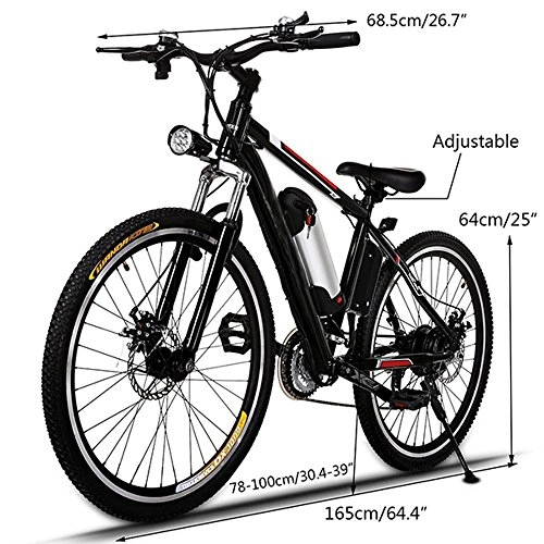 Electric Bike : Cooshional Electric Mountain Bike, 26 Inch Updated E-bike High Speed Gear Motors Bicycle with Removable Large Capacity Lithium-Ion Battery and Battery Charger (UK STOCK)
