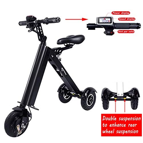 Electric Bike : CSLOKTY 36V Mini Folding Electric Car Adult Lithium Battery Bicycle Tricycle Lithium Battery Foldable Portable Travel Battery Car 106 * 42 * 86CM Black