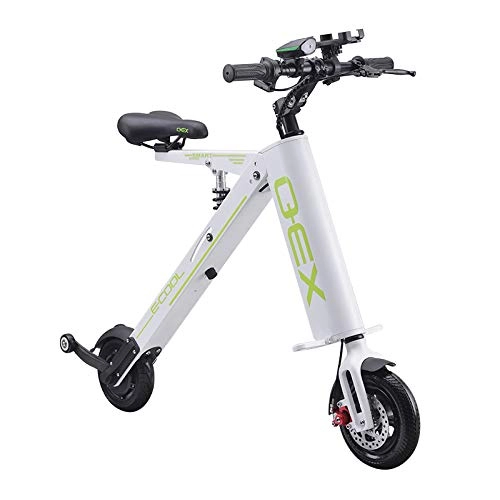 Electric Bike : CSLOKTY 36V Mini Folding Electric Car Adult Lithium Battery Bicycle Two-wheel Portable Travel Battery Car LED Lighting 105 * 75 * 106 CM White
