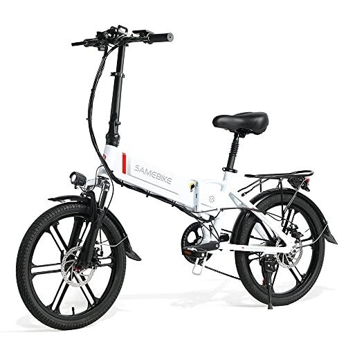Electric Bike : Ctrunit 20” Wheel Electric Bike, Off-Road E-BIKE for Adults, Detachable Lithium Ion Battery, 7 Speed Snow Bike, LCD Display, Commute Trekking Bike, Unisex Electric Bicycle (White)