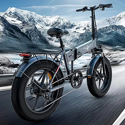 Electric Bike : CuiCui Electric Bike 750W Ebike Mountain Bike with Fat Tire, 48V 17AH Removable Lito-Battery, LCD Waterproof Display, Full Suspension, 7 Speed, Gray