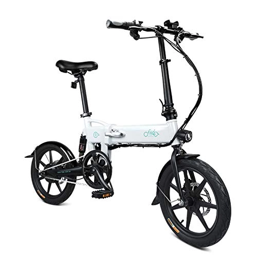 Electric Bike : cuiyoush Electric Bike, Folding Bike for Adults, Three Riding Modes, Dual Disc Brakes Portable Easy to Store Adjustable Foldable for Cycling Outdoor White