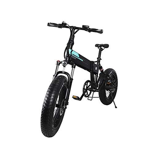 Electric Bike : cuiyoush Folding Electric Bike, Adjustable Foldable for Cycling Outdoor, 20 * 4.0 inch Off-road Fat Tire, 7 Speed Transmission Gears, Shock Absorption