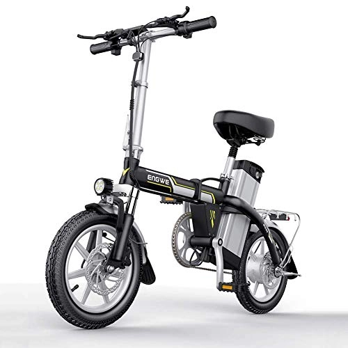 Electric Bike : CXY-JOEL Electric Bicycles 14 inch 400W Folding Electric Bicycle Sporting with Removable 48V Lithium Battery Charger and Lock Portable and Easy to Caravan for Adult, 35To70Km-Orange, Black