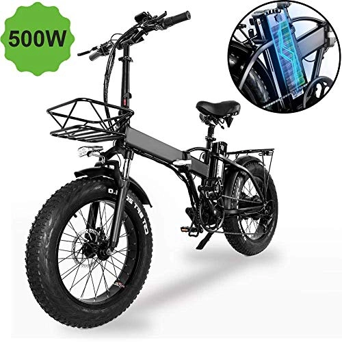Electric Bike : CXY-JOEL Electric Folding Snow Bike 20 inch Foldable Bicycle 48V 500W 15Ah Lithium-Ion Battery, 4.0 Fat Tire Road City Mountain E-Bike
