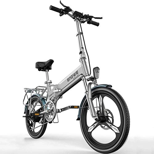 Electric Bike : CXY-JOEL Folding Electric Bike 20 inch Collapsible Electric Commuter Lightweight Bicycle Ebike with 48V Removable Lithium Battery USB Charging Port for Adult, Black-40To80Km, White