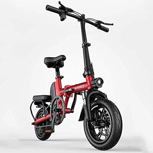 Electric Bike : CXY-JOEL Folding Electric Bike Aluminum Alloy with Removable 48V Lithium-Ion Battery Support Mobile Phone Charging Portable 400W Hub Motor Electric Bicycle for Adult, Red-30To60Km, Red
