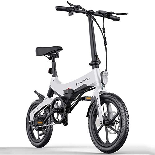 Electric Bike : CXY-JOEL Folding Electric Bike Magnesium Alloy Portable Lightweight with Removable 36V Lithium-Ion Battery 400W Hub Motor Electric Bicycle Led Light for Adult, Orange, White