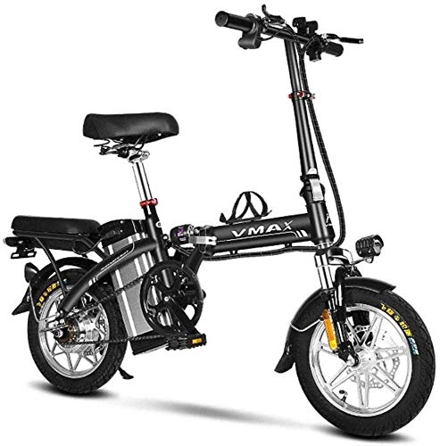 Electric Bike : CXY-JOEL Folding Electric Bike Portable and Easy to Store in Caravan Motor Home Short Charge with Removable Lithium-Ion Battery and 240W Brushless Silent Motor E-Bike for Adult, Black-125To250Km, Black