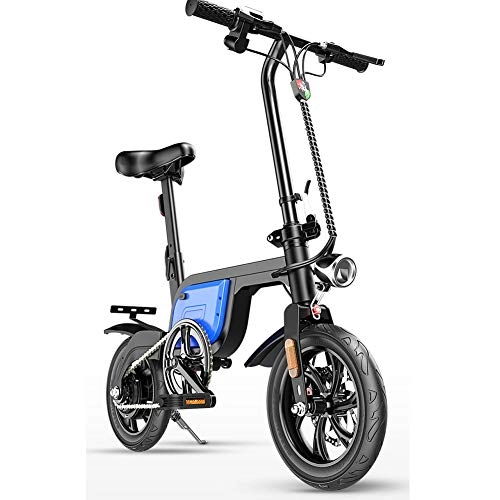 Electric Bike : CXYDP Electric Bicycle, Folding Electric Bikes with 250W 36V 4.8AH Lithium-Ion Battery E Bike for Outdoor Cycling Travel Work Out And Commuting, Blue