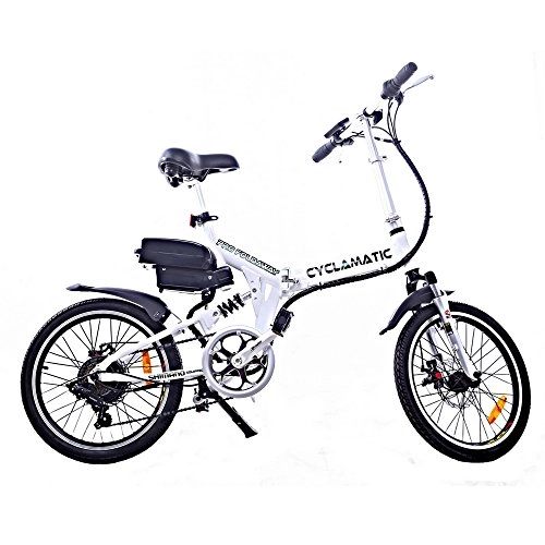Electric Bike : Cyclamatic Pro CX4 Dual Suspension Foldaway Electric Bike - White