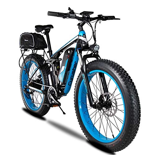 Electric Bike : Cyex XF800 26inch Fat Tire Electric Bike 1000W 48V Snow E-Bike Shi-ma-no 7 Speeds Beach Cruiser Mens Women Mountain e-Bike Pedal Assist Lithium Battery Hydraulic Disc Brakes (blue)