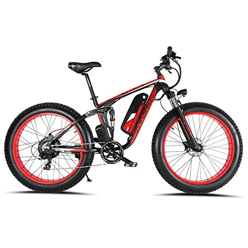 Electric Bike : Cyex XF800 MTB Mans Mountain Electric Bike Bicycle 1000W 48V Brushless Motor 48V*13AH LG Battery Full Suspension 7 Gears 5 PAS 26X4.0 Fat Tire Hydraulic Disc Brakes LCD Smart Computer eBike (Red)