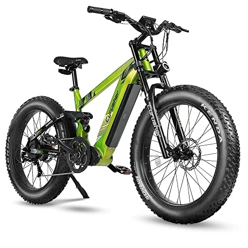 Electric Bike : Cyrusher 26" Electric Bike For Adults, Ranger Mountain bike, 250W 52V 20Ah Long Range, 6061 Aluminum frame, Dual Shock Absorber, 4" Fat Tire, (Green)
