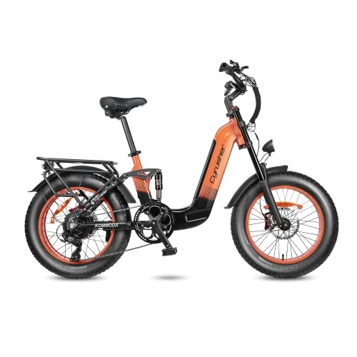 Electric Bike : Cyrusher Electric Bike for Adults, 250W Kommoda Electric Bike | 20x4'' Fat Tire Mountain Ebike with Integrated Battery Snow Beach E-Bikes Electric Bike (Orange)