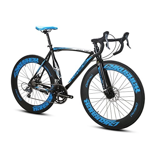 Electric Bike : Cyrusher Man's Road Bike 14 Speeds 54CM 700C Mechanical Disc Brakes Bicycle (blue)
