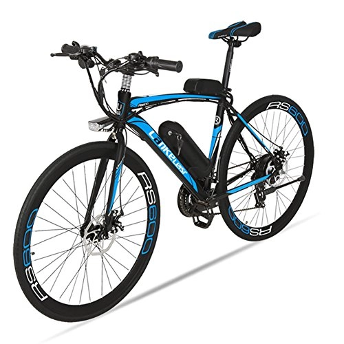 Electric Bike : Cyrusher RS600 Mans 50cm x 700c Road Bike 21 Speeds Electric Bike 240W 36V 15AH Removable Lithium Battery Mountain Bike City Bike Power Assist with Dual Disc Brakes (Blue)