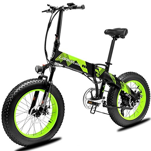 Electric Bike : Cyrusher X2000 Folding Electric Bike 20 x 4.0'' Fat Tire Snow Ebike 500W 7 Speed Bike Pedal Mountain Bicycle Motor Bike Throttle&Assist Mode with Suspension Fork and 48V 10AH Panasonic Lithium Battery