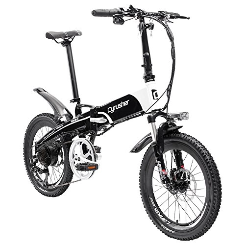 Electric Bike : Cyrusher XF500 / G660 Electric Bike 48V*10 ah 250 Watt Folding Bike 20 Inch 7 Speeds eBike (White Black)