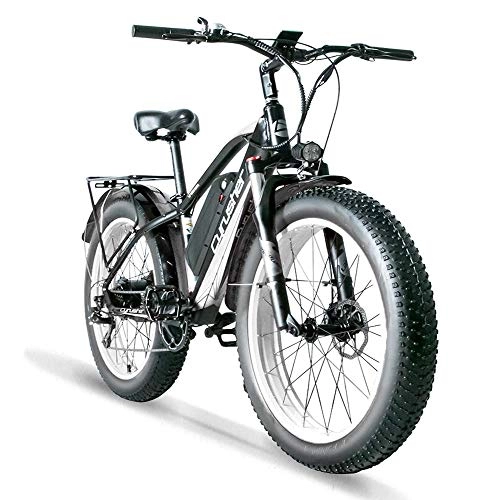 Electric Bike : Cyrusher XF650 Electric Bike Mountain Bike 26 * 4inch Fat Tire Bikes 7 Speeds Ebikes for Adults with 13Ah Battery (White)