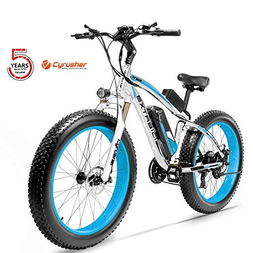 Electric Bike : Cyrusher XF660-1000W Electric Bike 26 '' 4.0 Fat Tire Mountain Ebike 48V 13ah bike with Lithium-Ion Battery(Blue)