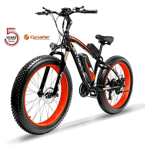 Electric Bike : Cyrusher XF660-1000W Electric Bike 26 '' 4.0 Fat Tire Mountain Ebike 48V 13ah bike with Lithium-Ion Battery(Red)
