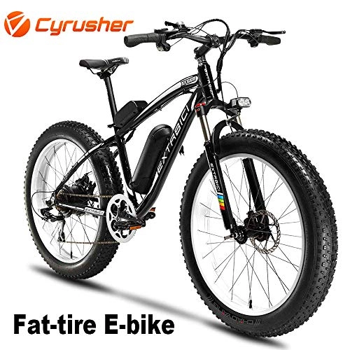 Electric Bike : Cyrusher XF660-500W Electric Bike 26 '' 4.0 Fat Tire Mountain Ebike 48V 13ah bike with Lithium-Ion Battery(Black)
