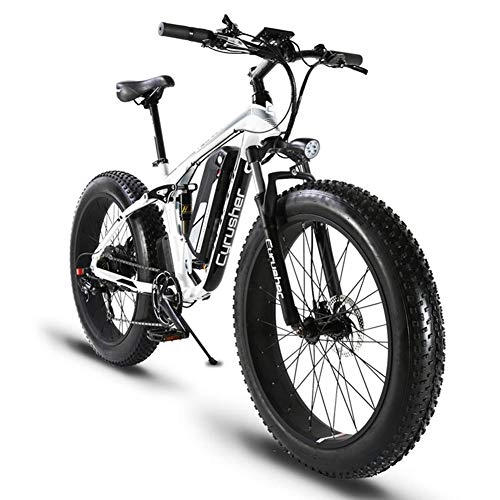 Electric Bike : Cyrusher XF800 26inch Fat Tire Electric Bike 1000W 48V Snow E-Bike Shimano 7 Speeds Beach Cruiser Mens Women Mountain e-Bike Pedal Assist, Lithium Battery Hydraulic Disc Brakes
