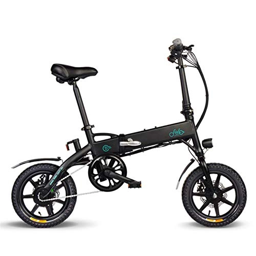 Electric Bike : CYSHAKE Home 14 Inch Folding Electric Bicycle 25KM / h Light Adult Aluminum Alloy Electric Bicycle With mudguard (Color : Black)