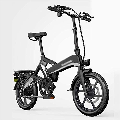 Electric Bike : CYSHAKE Home A foldable electric bicycle, electric bicycle 16-inch 400 W with a removable 48-volt lithium-ion battery With mudguard (Color : Black)