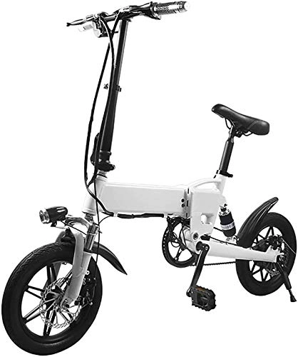 Electric Bike : CYSHAKE Home Folding Electric Bicycle, 250W 14-inch Lightweight Alloy City Bicycle With Removable 36V10.4A Lithium Battery And Dual Disc Brakes With mudguard