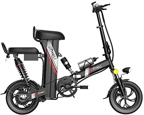 Electric Bike : CYSHAKE Home Folding Electric Bicycle 48V 350W Electric Bicycle, Speed 25km / h, Load 250KG, 3 Riding Modes, One-button Start, Smart Anti-theft Alarm With mudguard (Color : Black, Size : 45~50km)
