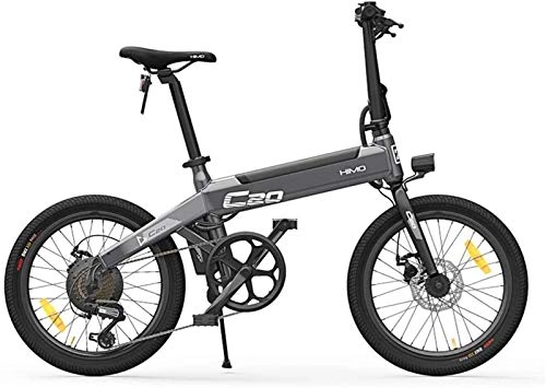 Electric Bike : CYSHAKE Home HIMO eBikes C20 Compact Folding Electric Bicycle with Wheel - Portable Electric Bicycle Tire Bike Motor 250W 36V 10Ah Adult With mudguard (Color : Gris)