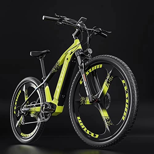 Electric Bike : cysum CM520 Electric Bike for Men, 29 Inch Adult Electric Mountain Bike, 48V 14Ah Lithium Battery, Shimano 7 Speed ​​Road Mountain ebike, Hydraulic Disc Brake System (Green-black)