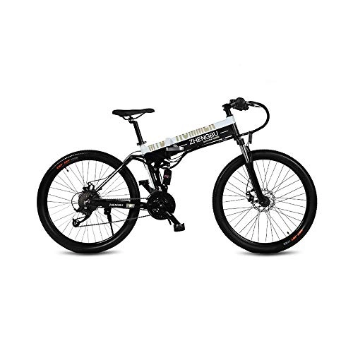 Electric Bike : CYYC Folding Variable Speed Boost Electric Bike Mountain Bike 48V10Ah Stealth Lithium Battery 400W Motor-Black And White