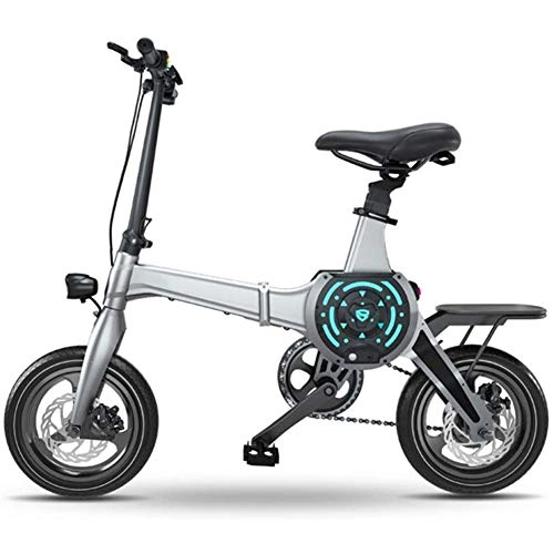 Electric Bike : D&XQX 14 Inch Electric Bicycle, Adult Portable Folding Electric Mountain Bike with 36V Lithium Ion Battery E-Bike 400W Powerful Motor Suitable for Adults, 80KM, Gray