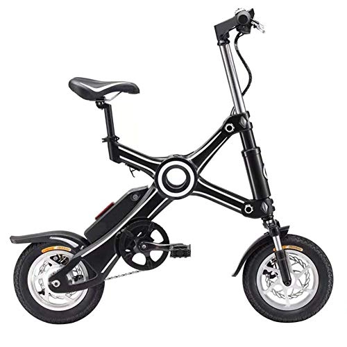 Electric Bike : D&XQX Folding Electric Bicycle, 10-Inch Aluminum Alloy Chainless Electric Bike Light And Fast Folding Ebike with Child Seat, 7.8Ah Two Seat, Black
