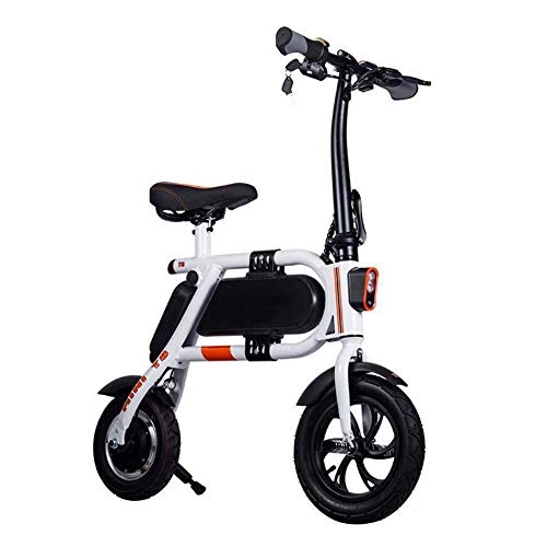 Electric Bike : D&XQX Folding Electric Bicycle, Aluminum Alloy Electric Bike Unisex Adult Youth 25Km / H 36V 8AH 250W Electric Ebike with Pedals Power Assist, White