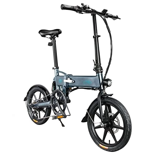 Electric Bike : D2S Foldable Electric Bike, 16" 60km Long-distance Aluminum Alloy Portable Electric Bicycle Folding E-Bike Outdoor Cycling Bike Vehicle, 36V 7.8Ah (Grey)
