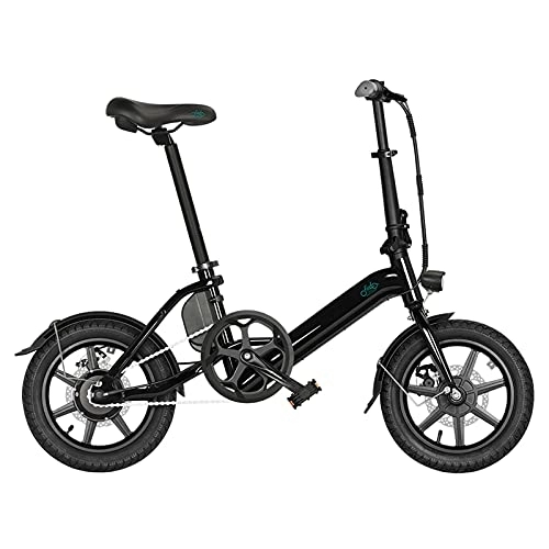 Electric Bike : D3 PRO Electric Bike, Foldable Aluminum Alloy Light Portable Fashion Ebike for Man And Woman, Outdoor Cycling E-Bike, 14" 36v 7.5ah 60km 18kg (Black)
