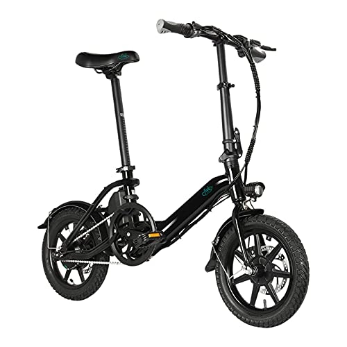 Electric Bike : D3 Pro Electric Bike System Foldable Aluminum Alloy Brushless Gear Motor 14inch Wheel 36v E-bike with 7.5ah Lithium Battery, city Bicycle Max Speed 25 Km / h, mechanical Disc Brakes (Black)